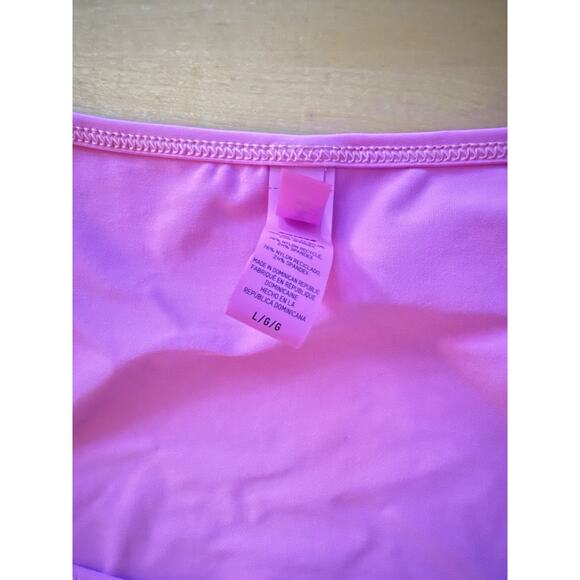 Skims Signature Swim Super Cropped T Shirt Henley Vibrant Pink L - Picture 3 of 3